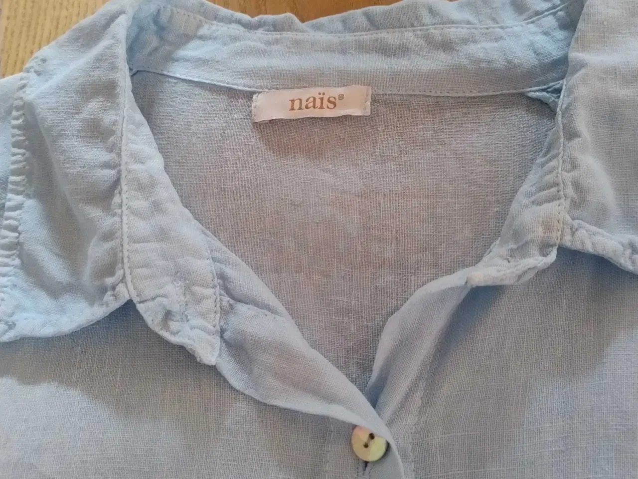 Billede 1 - Lyseblå hør skjorte 