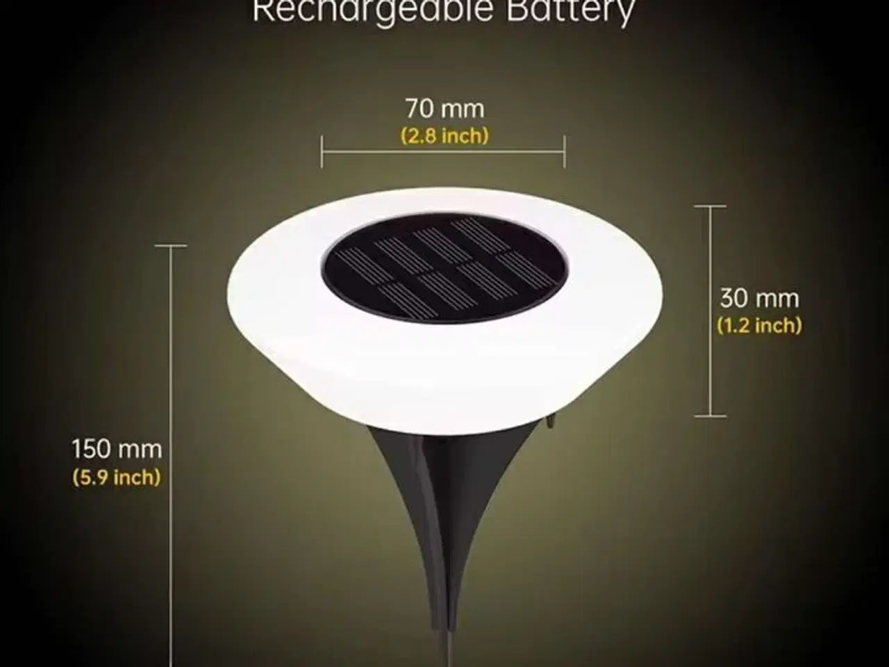 Billede 1 - 8 stk. Rund solcelledrevet havelampe LED IP65