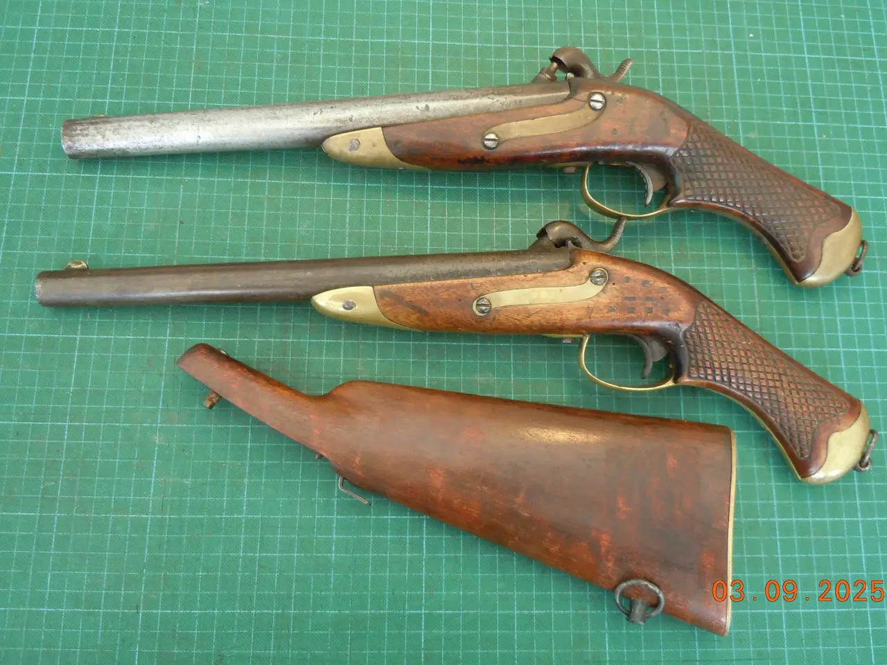 Billede 7 - Pistolsæt M-1850 med løskolbe, flankørpistoler.