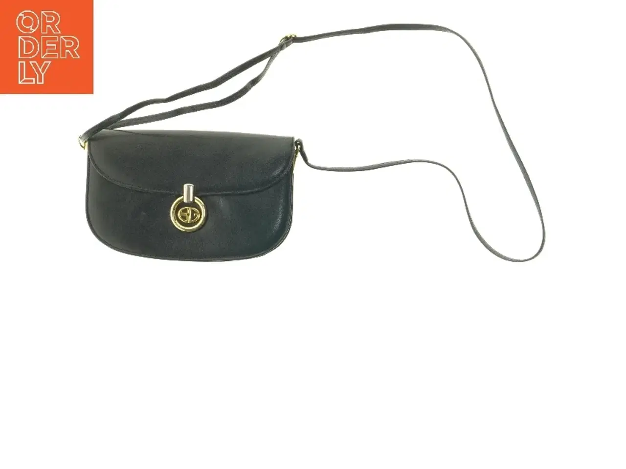 Billede 1 - Marinefarvet lædertaske fra Bon Goût (str. 24 x 15,5 cm)