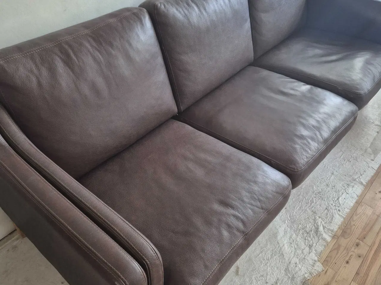 Billede 4 - Skalma 3-pers brun lædersofa