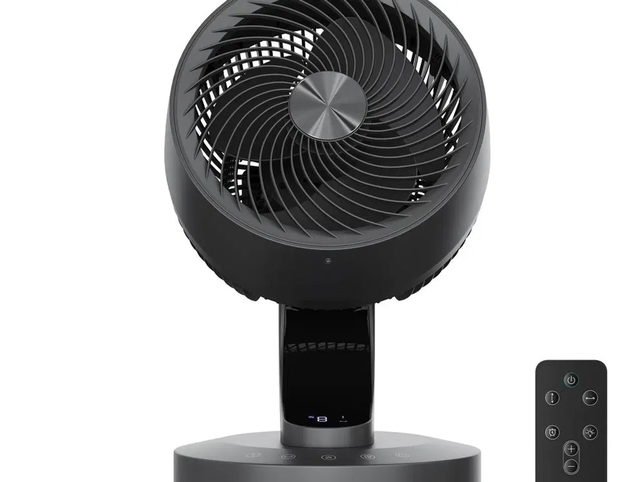 Billede 1 - Bordventilator med fjernbetjening - 8 hastigheder, 70° sving, luftcirkulator, 12-timers timer - sort