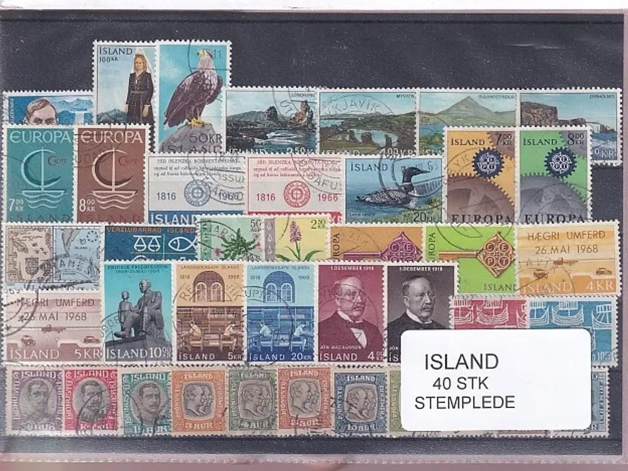 Billede 1 - Island Samling 40 forskellige Stemplet/Ustemplet