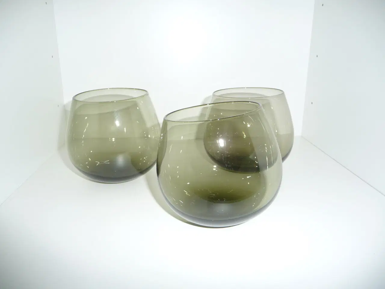 Billede 1 - 3 tumling Cognacglas, grønlig 