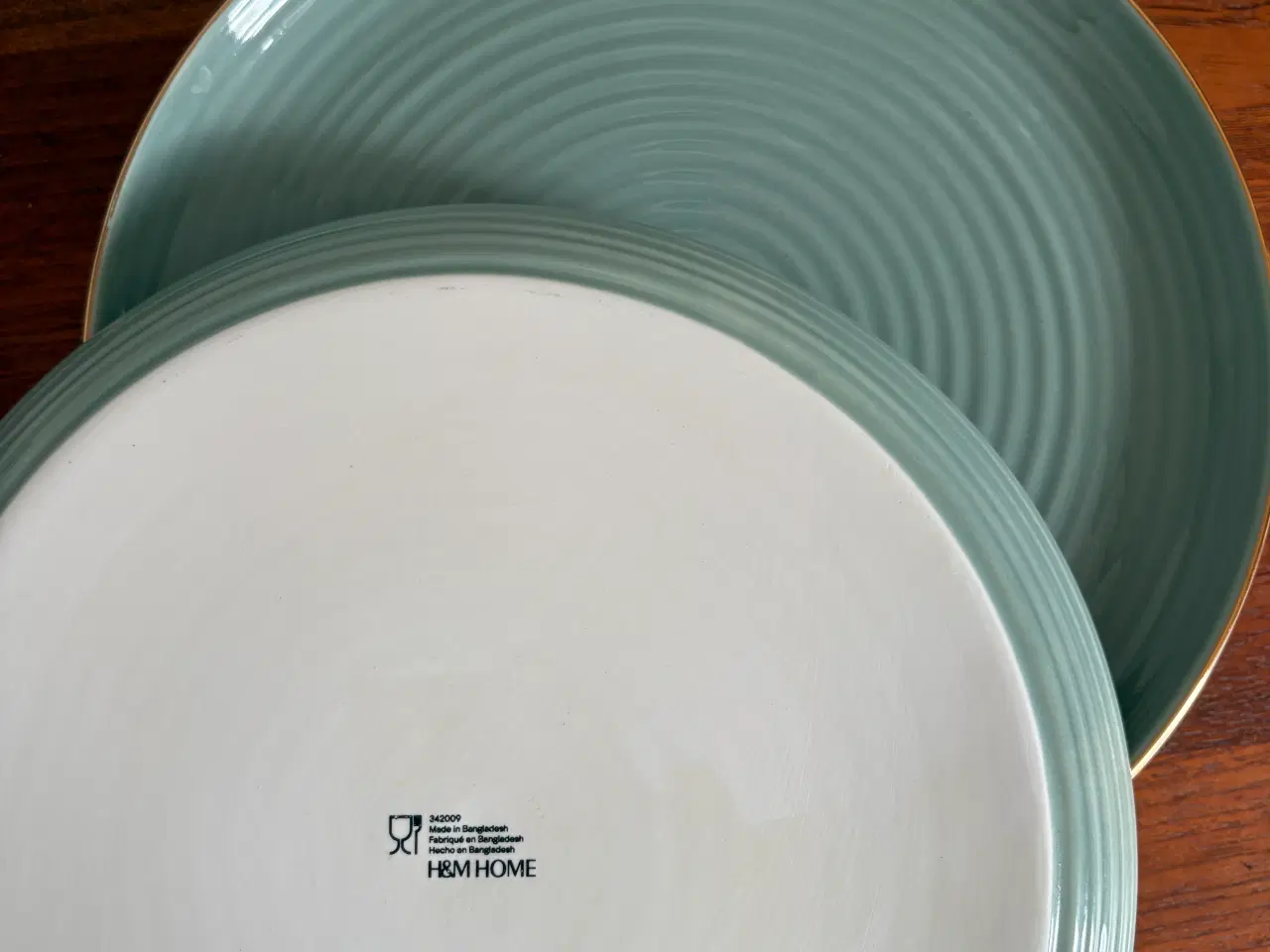 Billede 3 - Grønne tallerkner med guldkant