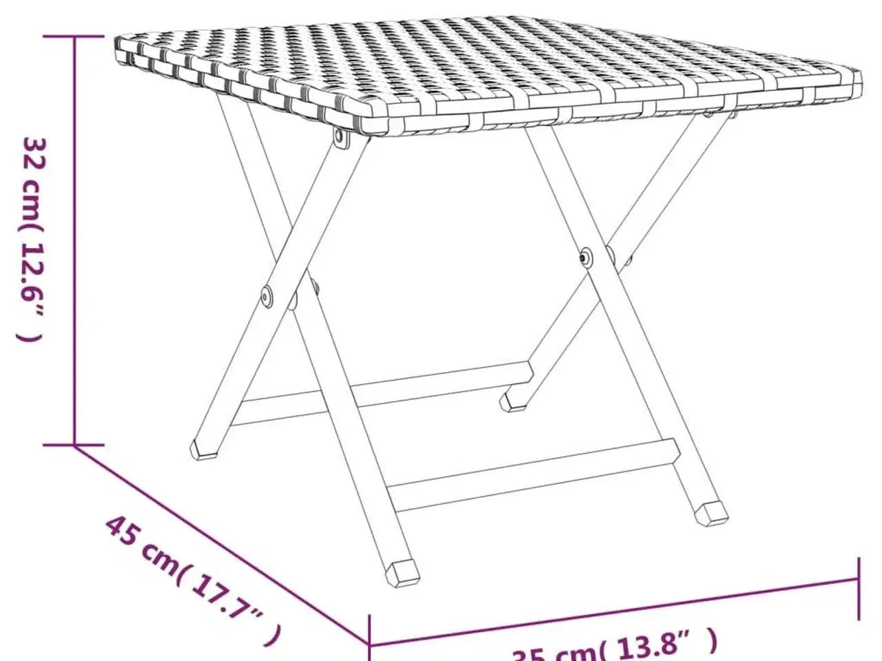 Billede 7 - Foldbart bord 45x35x32 cm polyrattan grå