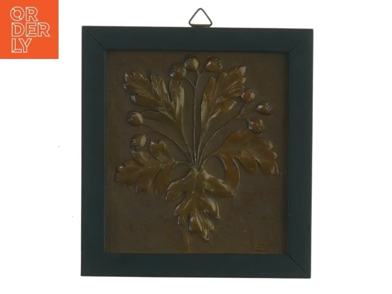 Billede 1 - Kobber Væg Relief med blomstermotiv (str. 13,5x12,5 cm)