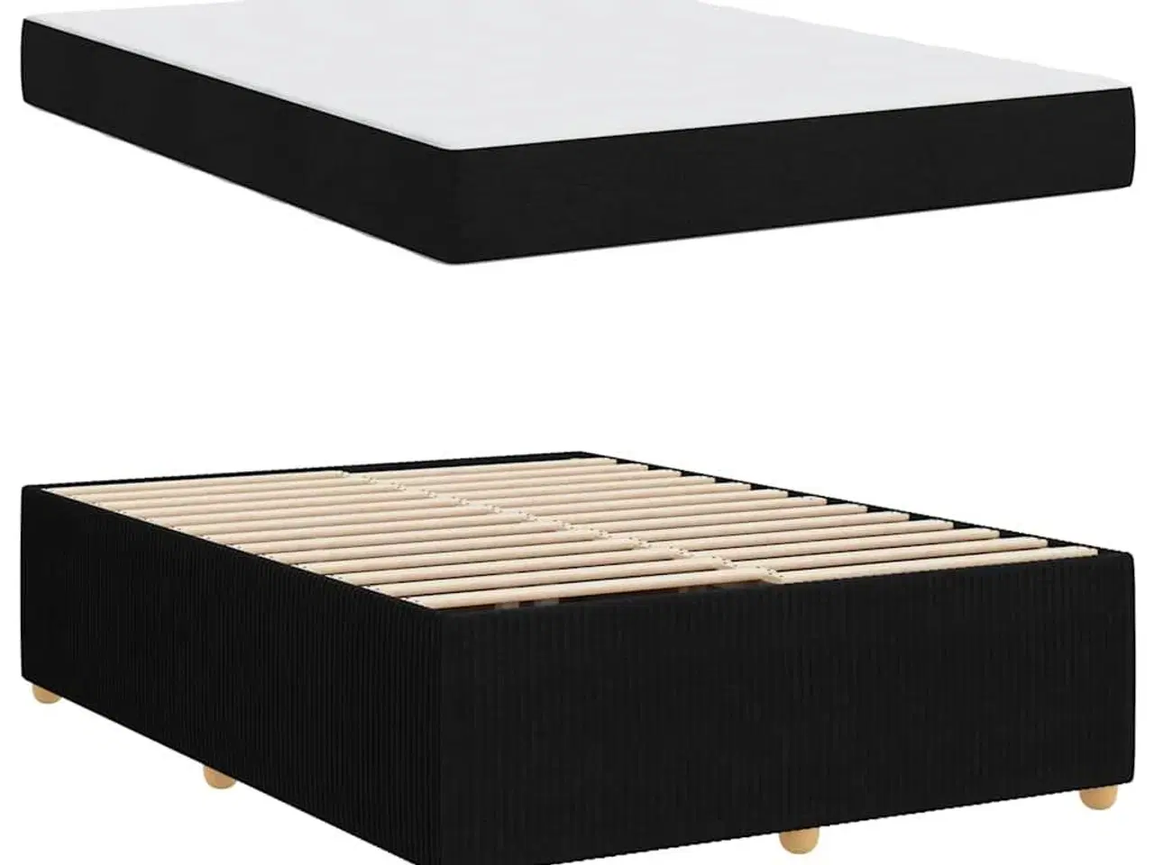 Billede 6 - Sengestel med madras Sort 140 x 200 cm Stof