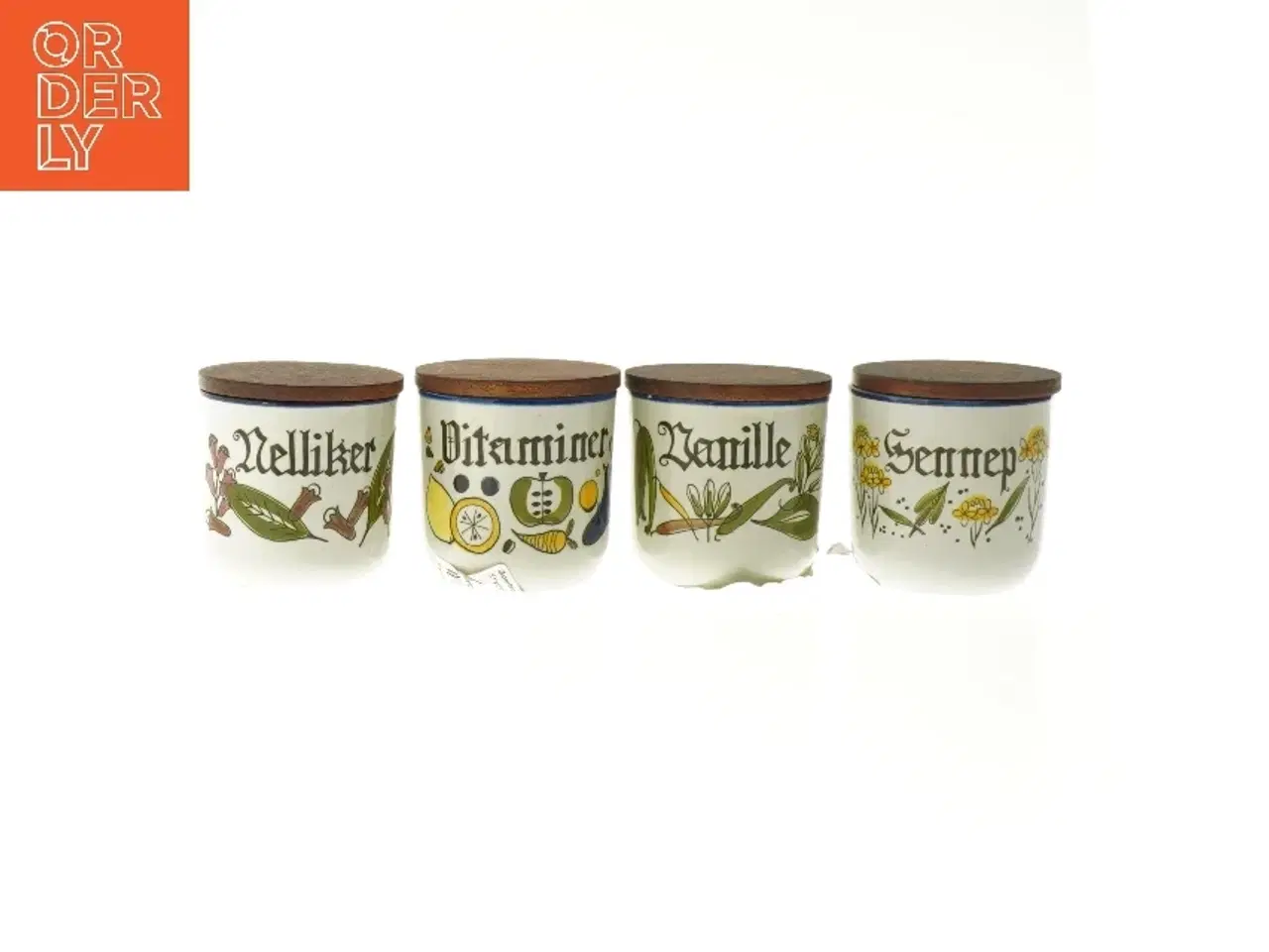 Billede 1 - Sæt af krydderikrukker med låg fra Knabstrup (str. 4 styk, 7,5 cm)