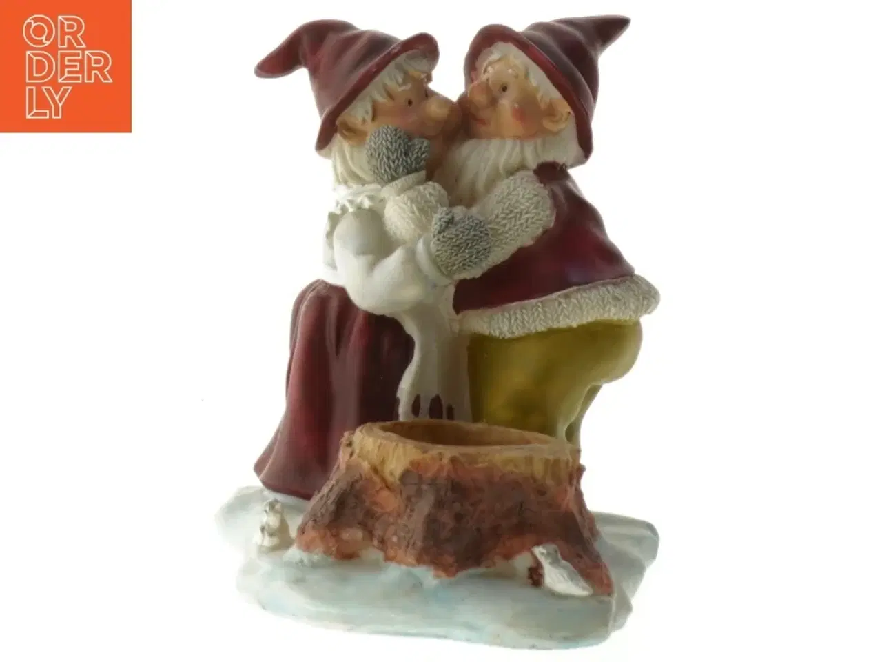 Billede 1 - Porcelænsfigur af nisser med lysholder (str. 13x13 cm)