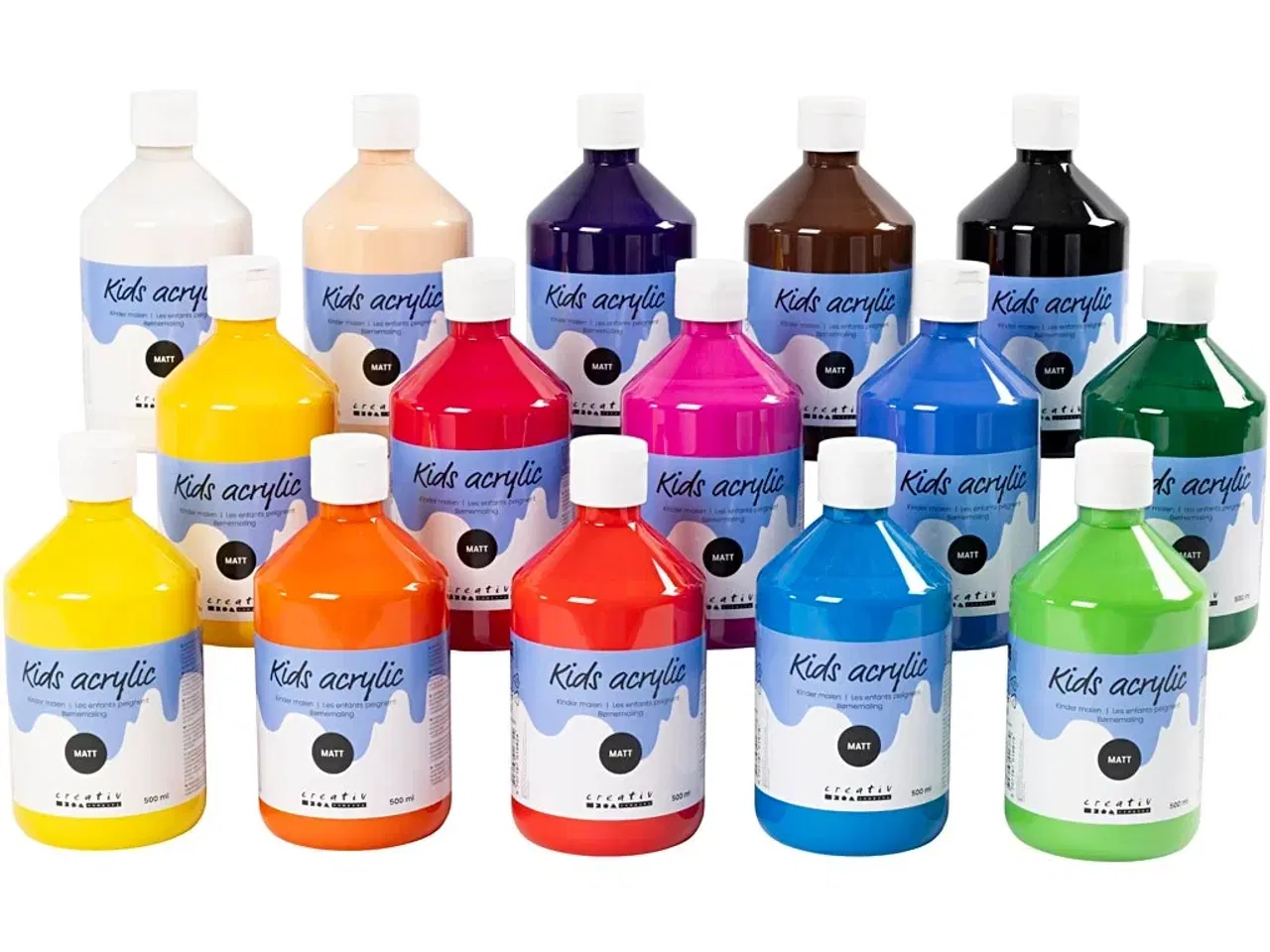 Billede 1 - Akrylmaling Mat, 15x500ml - Assorterede Farver