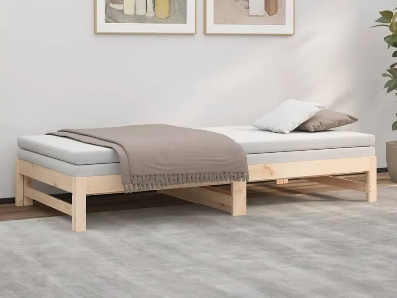 Billede 4 - Daybed med udtræk 2x(80x200) cm massivt fyrretræ