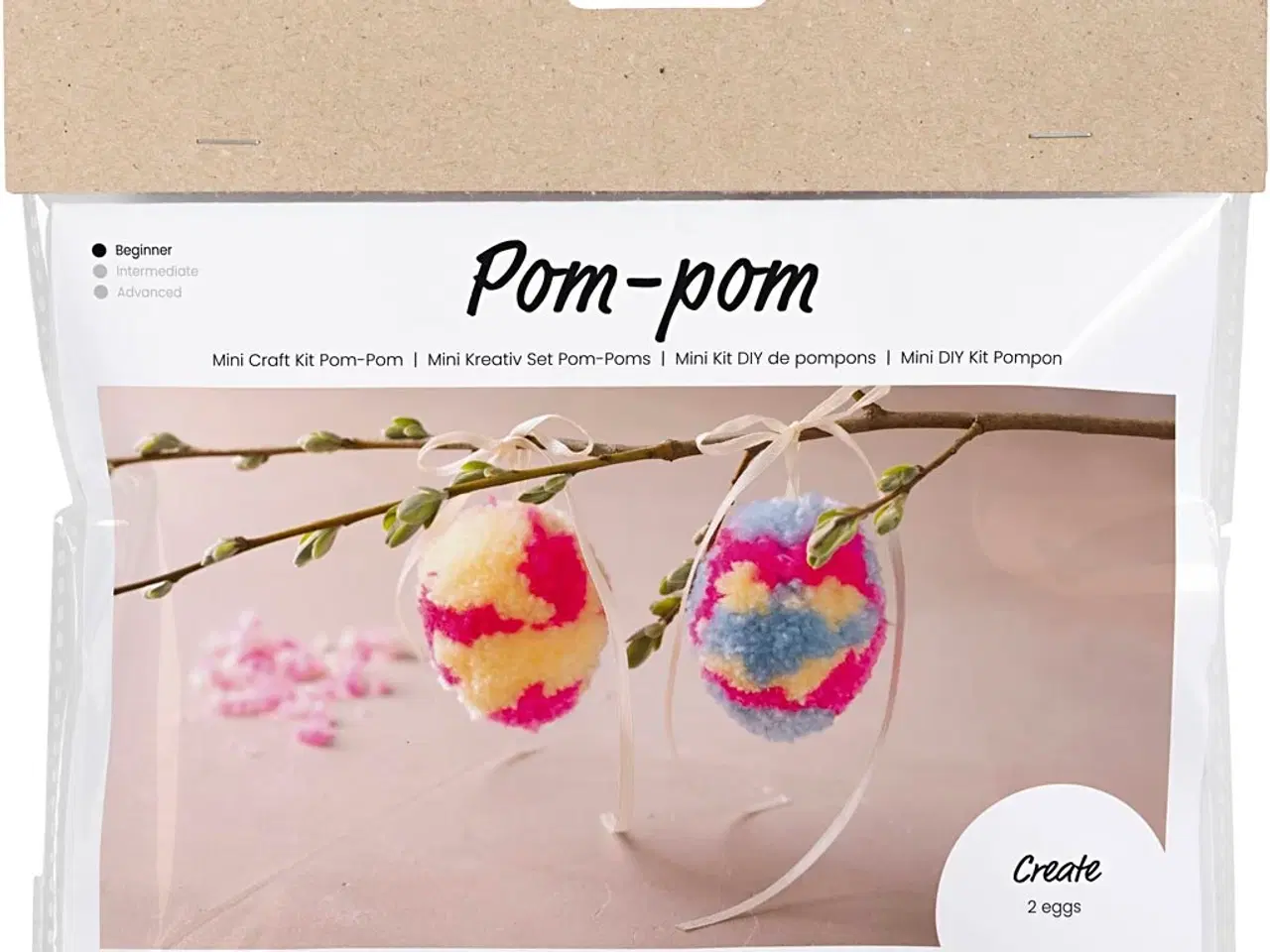 Billede 1 - Mini DIY Kit Pompon, Æg, colorful, 1 pk.