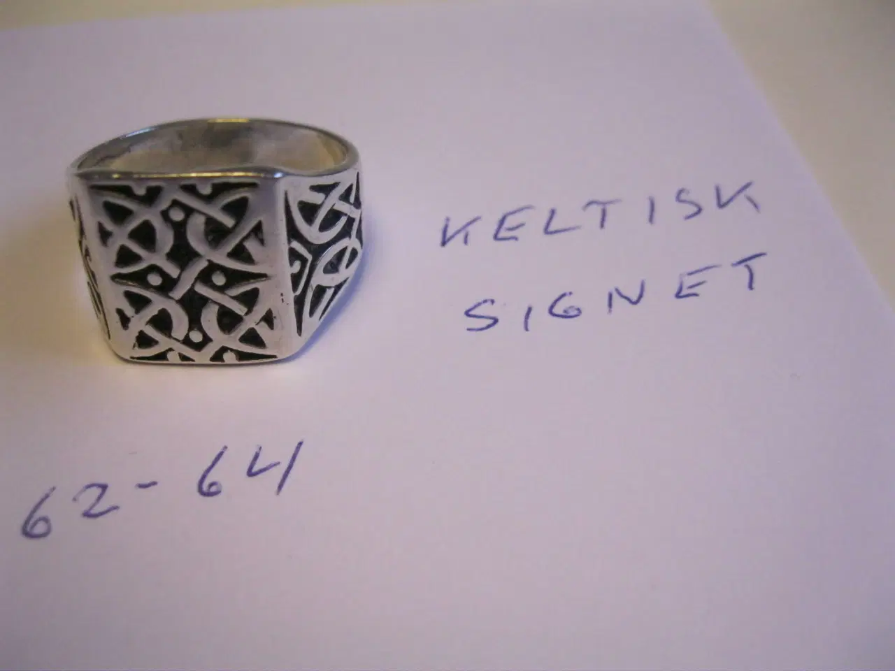 Billede 1 - Ring sterling sølv.  Keltisk signetring 62-64