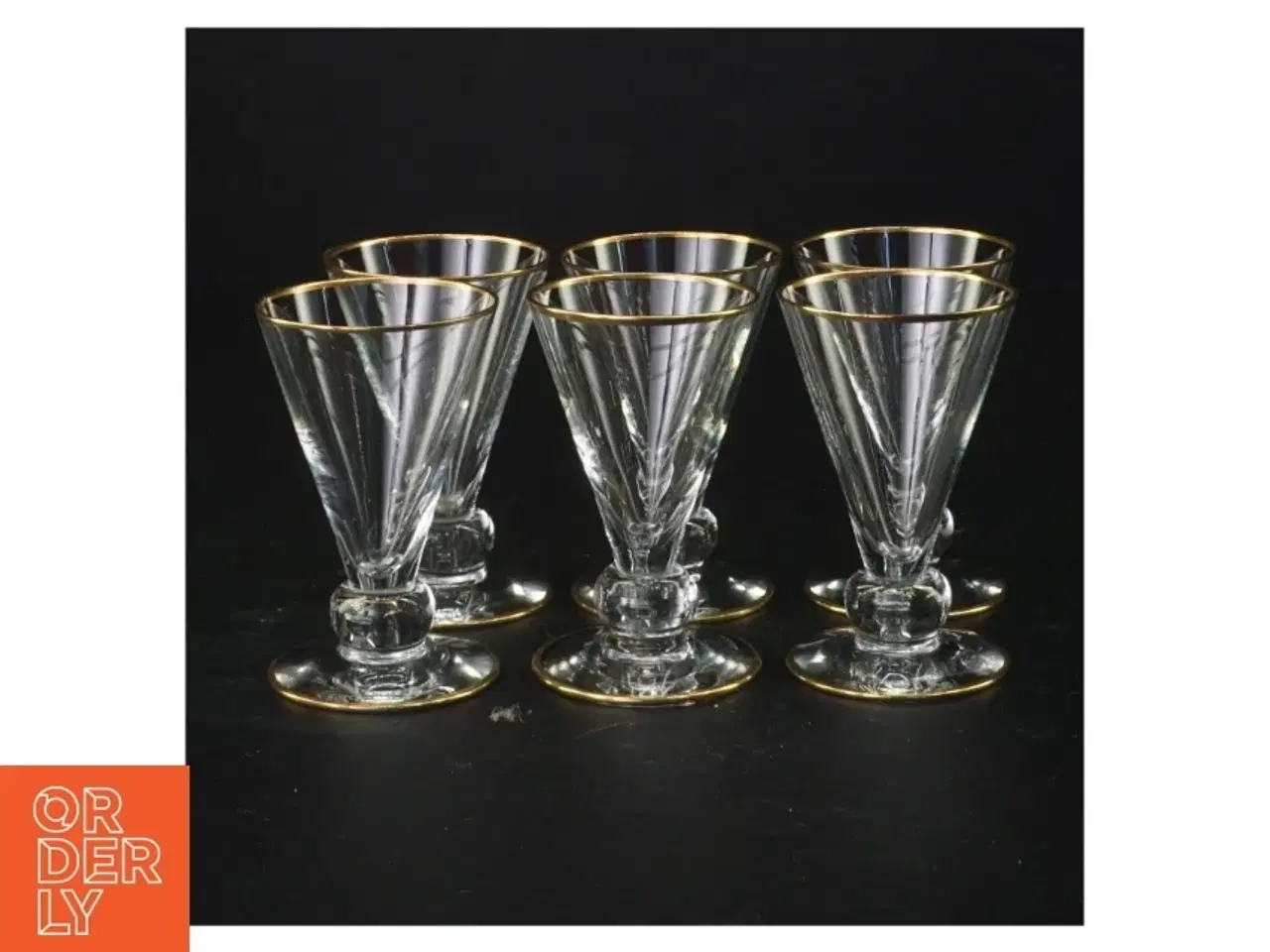 Billede 2 - Vintageglas med guldkant (str. 8 x 5 cm)