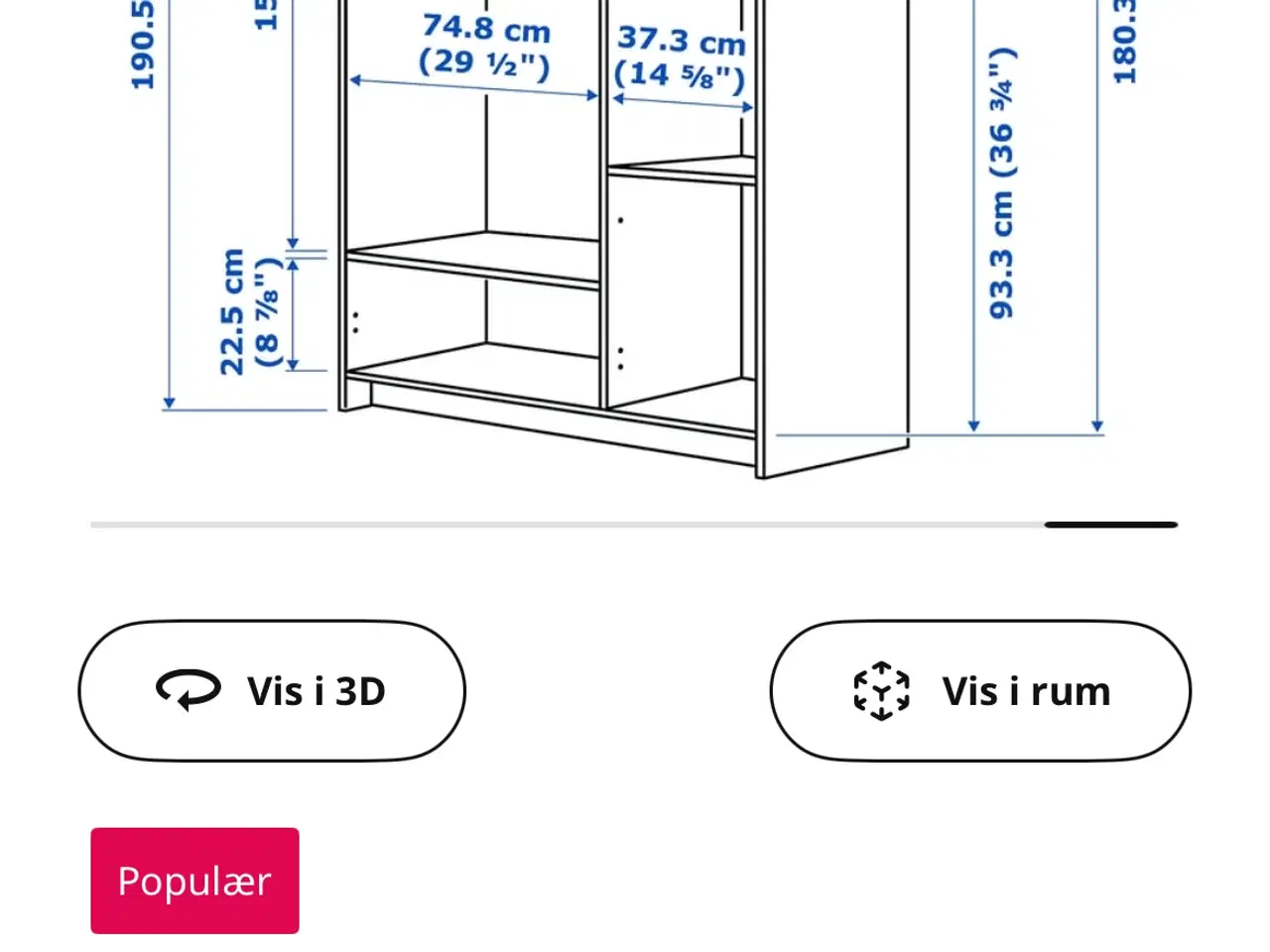 Billede 3 - Ikea Garderobeskab med 3 døre