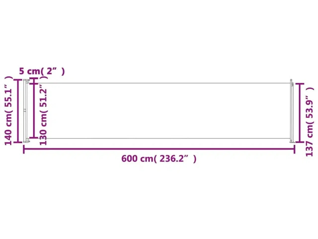 Billede 8 - Sammenrullelig sidemarkise til terrassen 140x600 cm sort