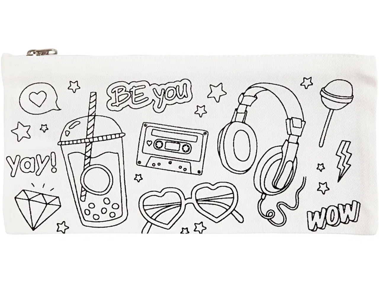 Billede 1 - Personligt Penalhus i Hvid - Farvelæg Selv, 11x23 cm