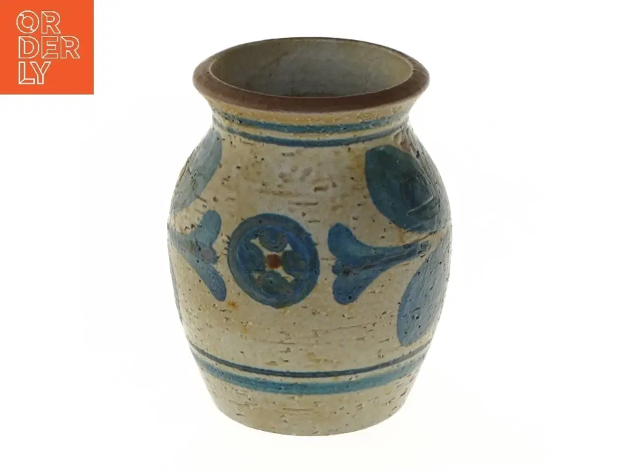 Billede 4 - Keramisk vase med blå dekoration (str. 11 cm)