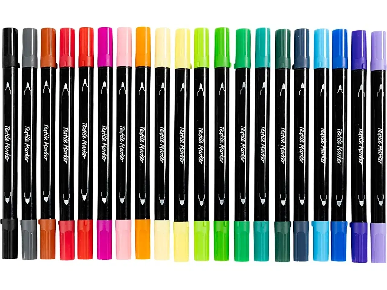 Billede 1 - Tekstiltusch, streg 2,3+3,6 mm, standardfarver, 20 stk./ 1 pk.