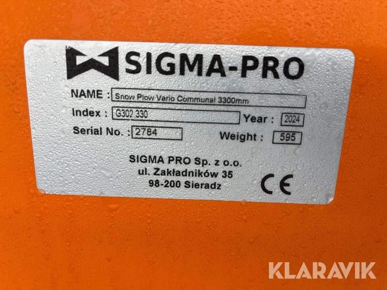 Billede 5 - Sneplov Sigma-Pro Varig Communal 3300mm