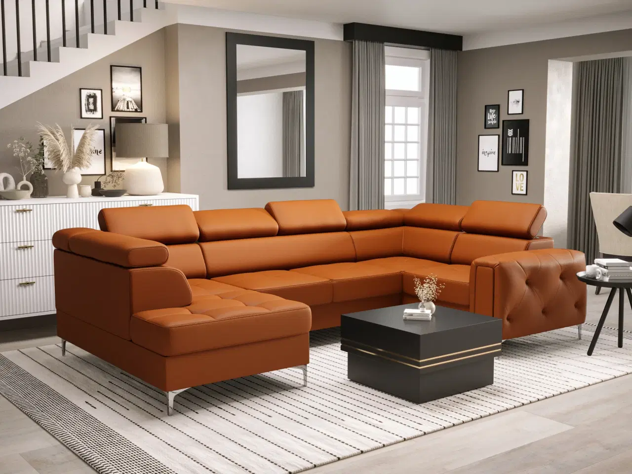 Billede 1 - ORIONIS MAX II ÆGTE LÆDER HJØRNESOFA 165X350X185 CM
