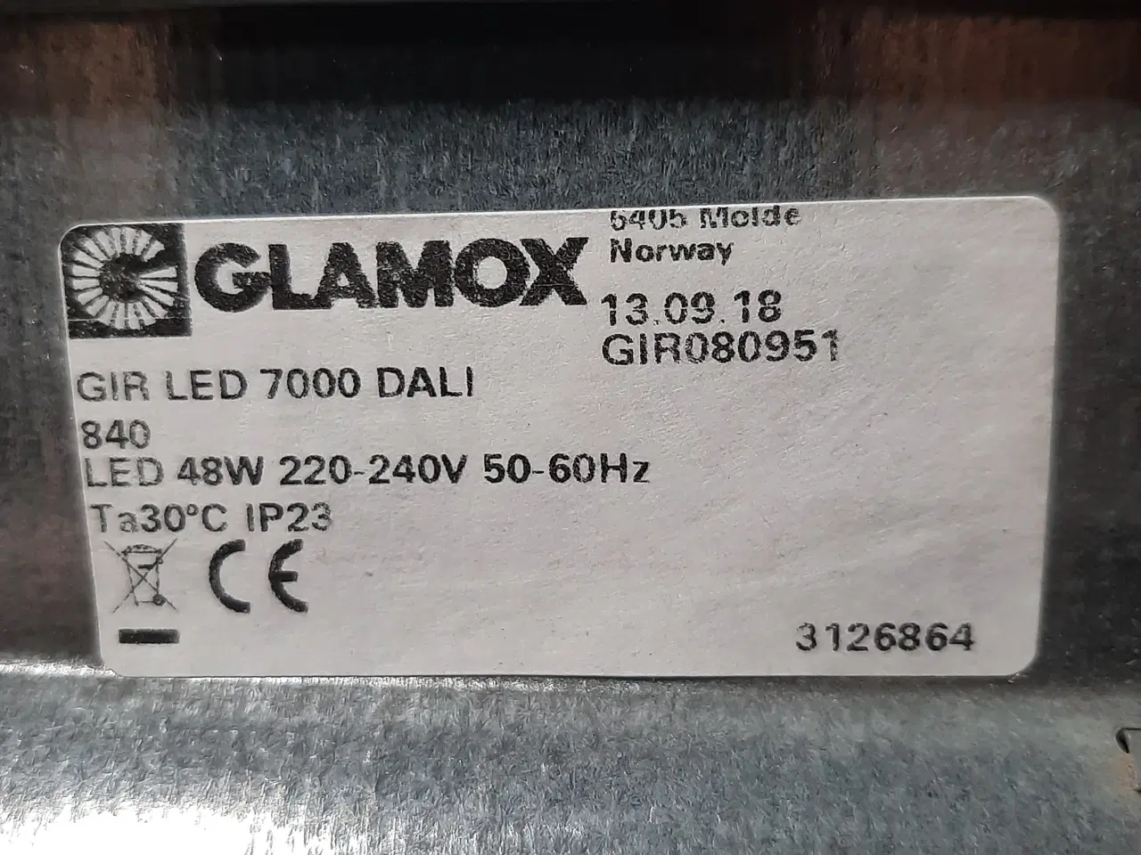Billede 3 - Glamox industriarmatur gir led 7000 hf 840, 1148x130x155 mm
