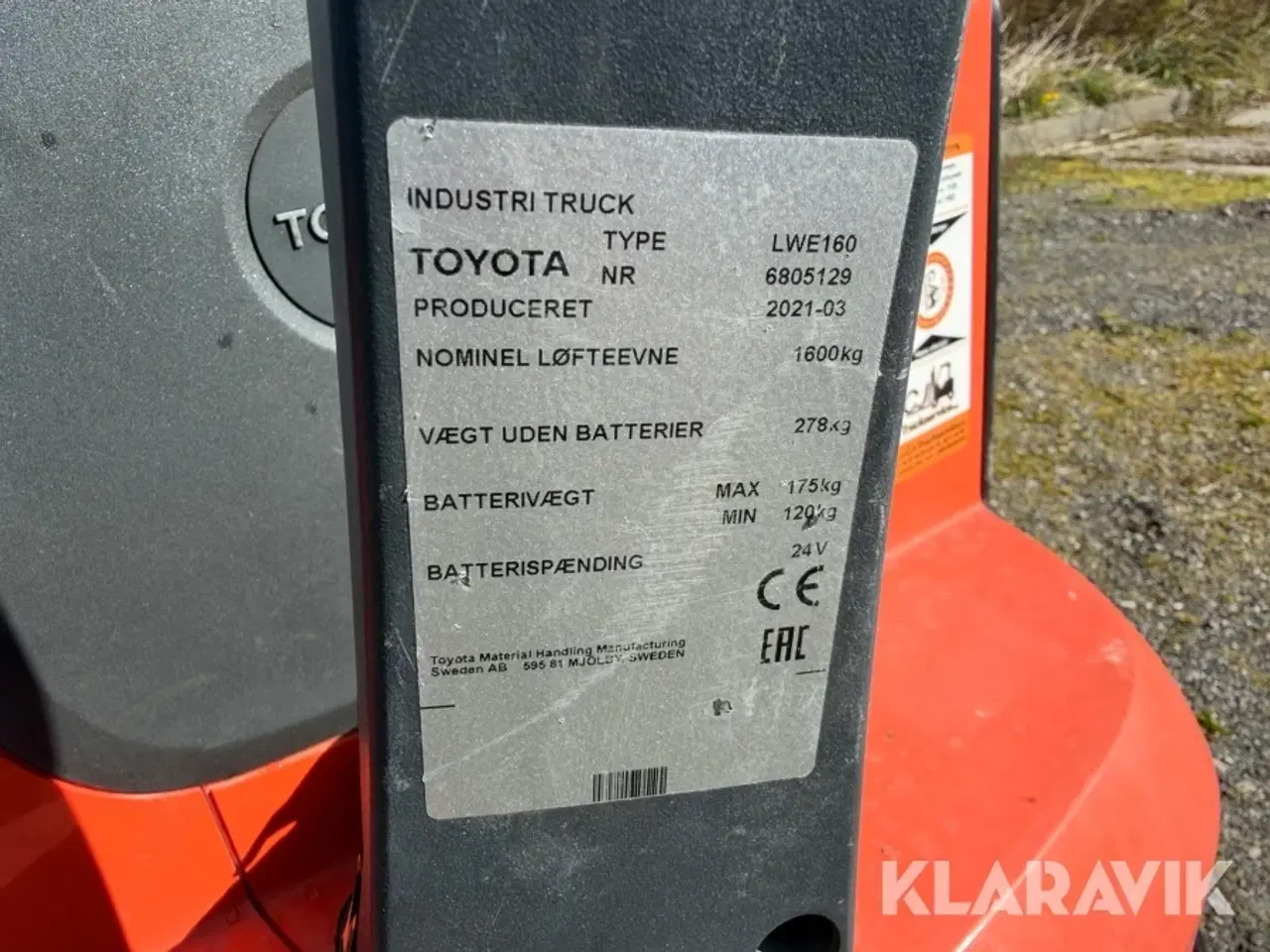 Billede 5 - El-palleløfter Toyota LWE160 - 1600kg