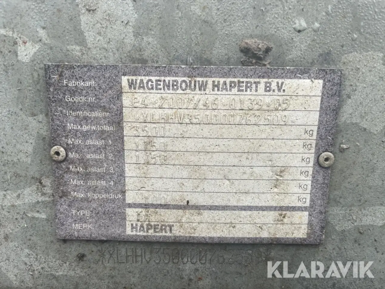 Billede 9 - Maskintrailer Wagenbouw Hapert 3500 kg