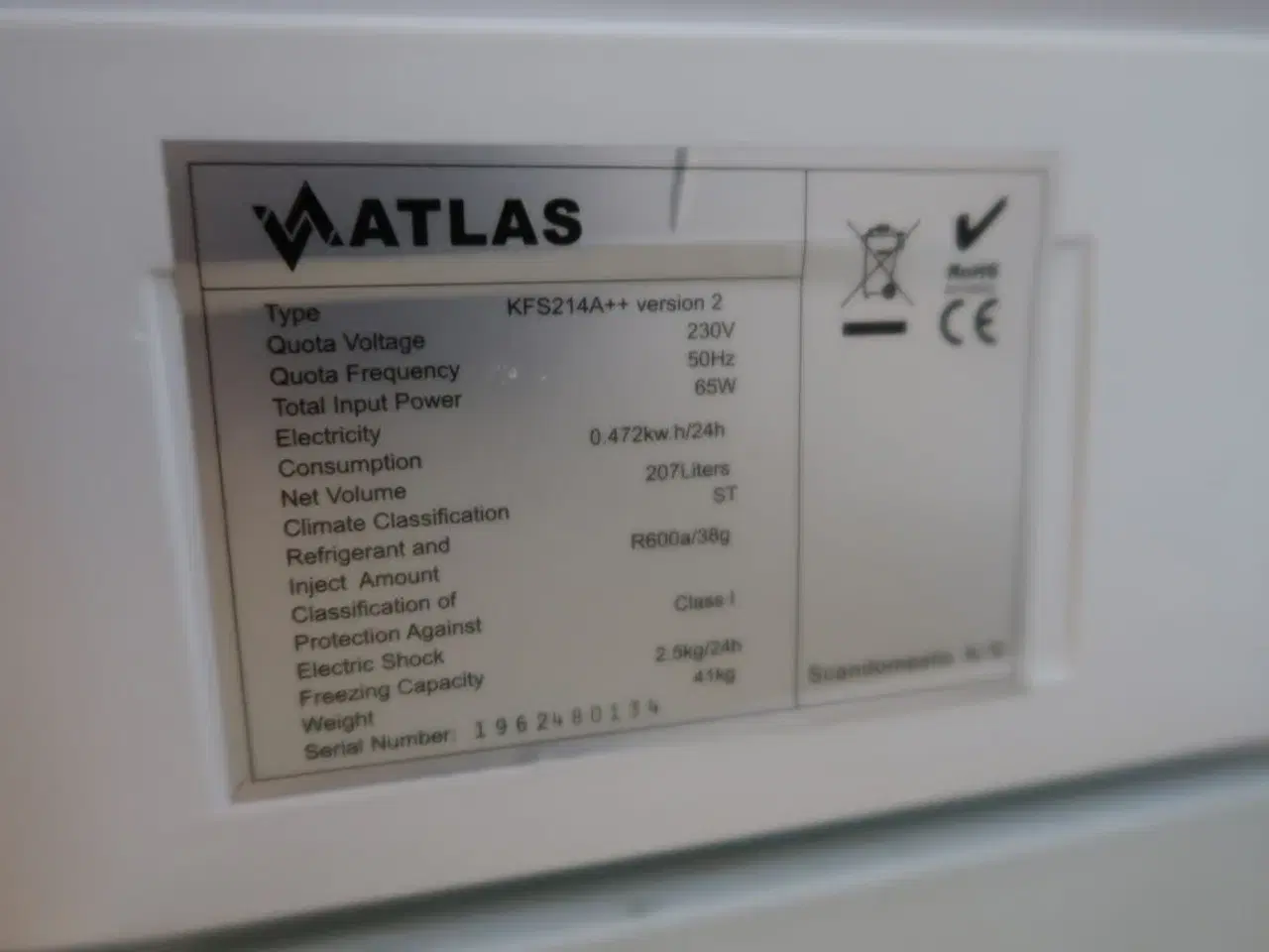 Billede 4 - Køle-/Fryseskab ATLAS KFS214A