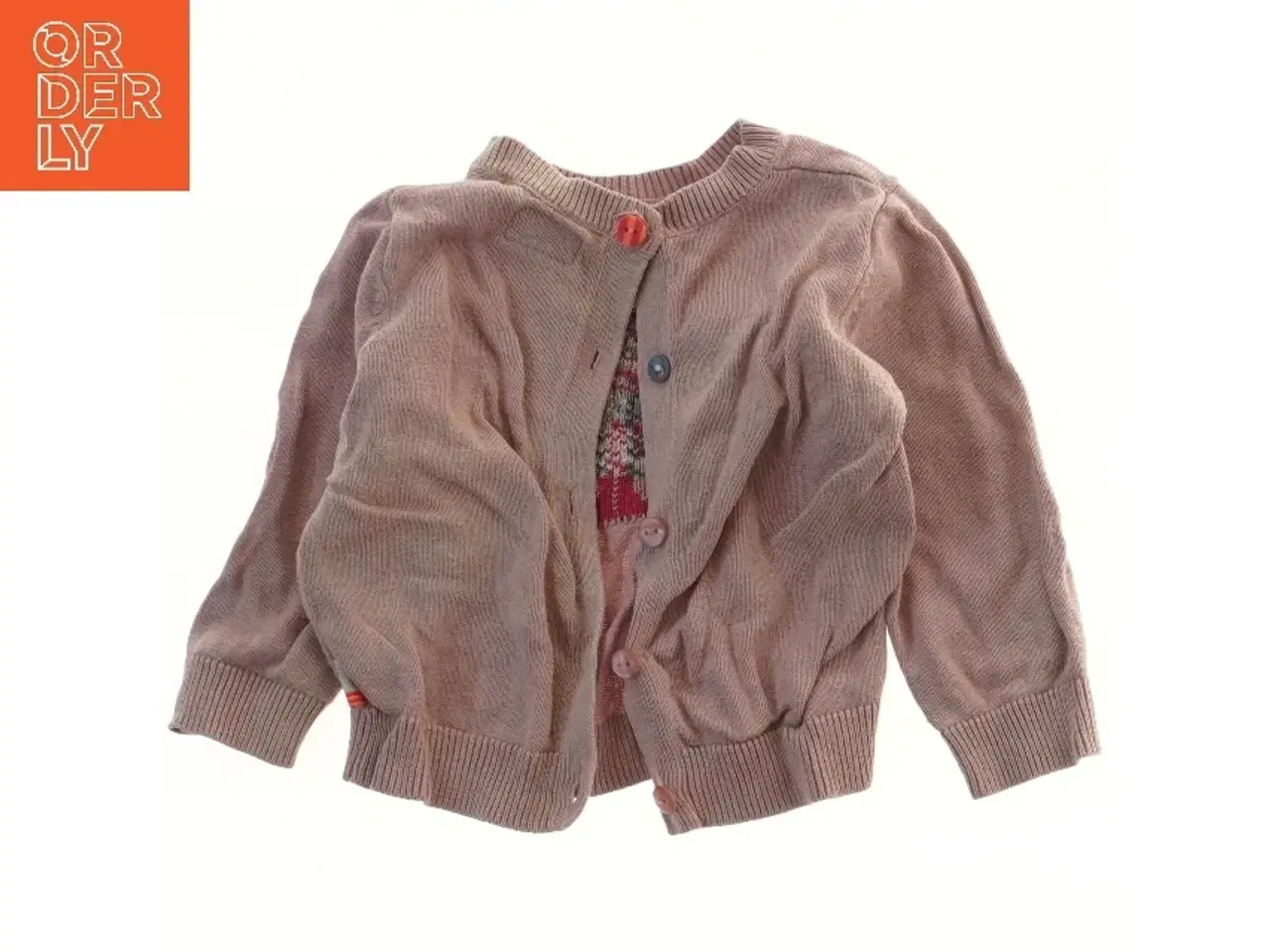 Billede 1 - Brun cardigan med sommerfugl motiv (str. 68)