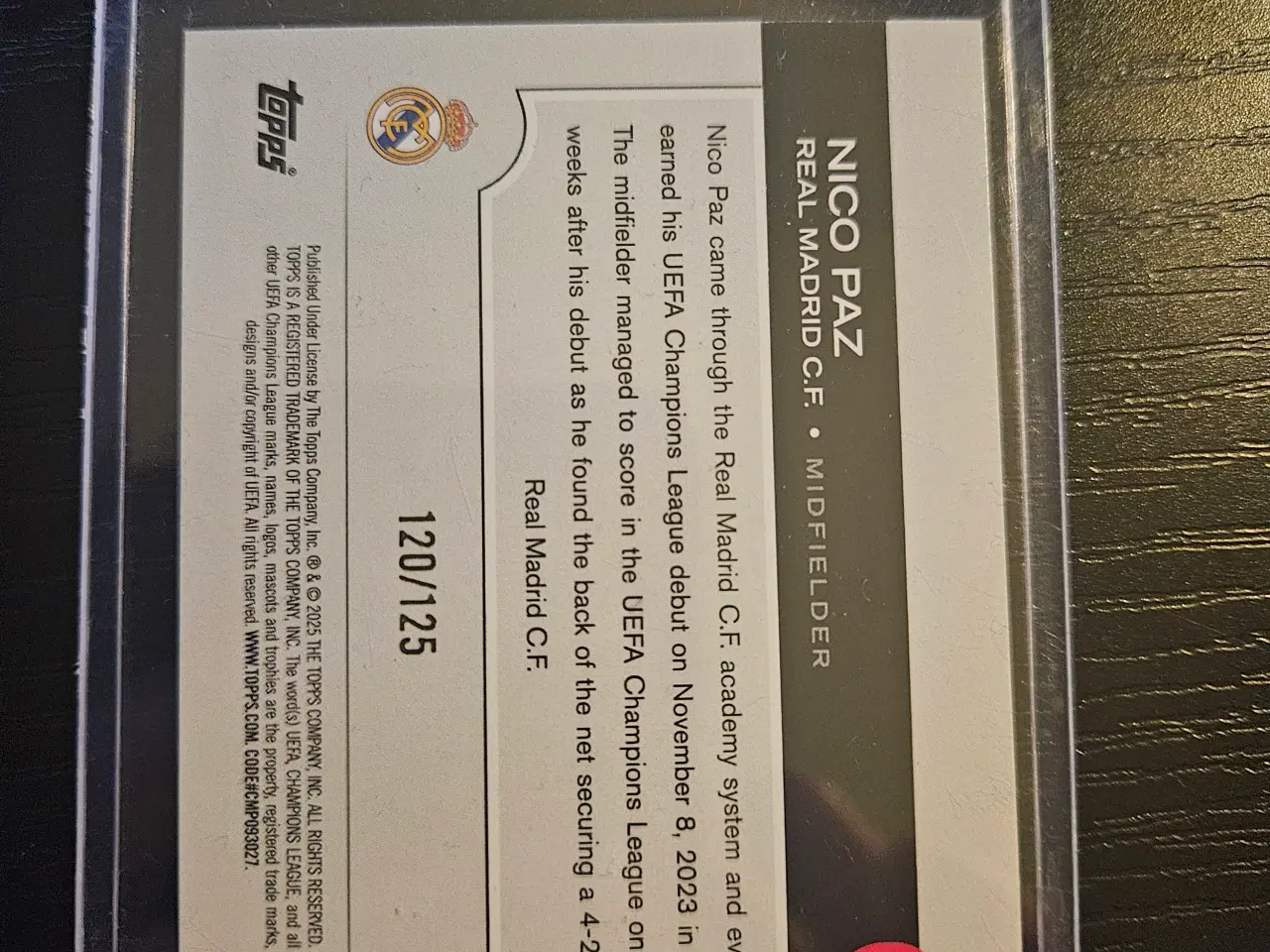 Billede 2 - Nico Paz 120/125 Fodboldkort