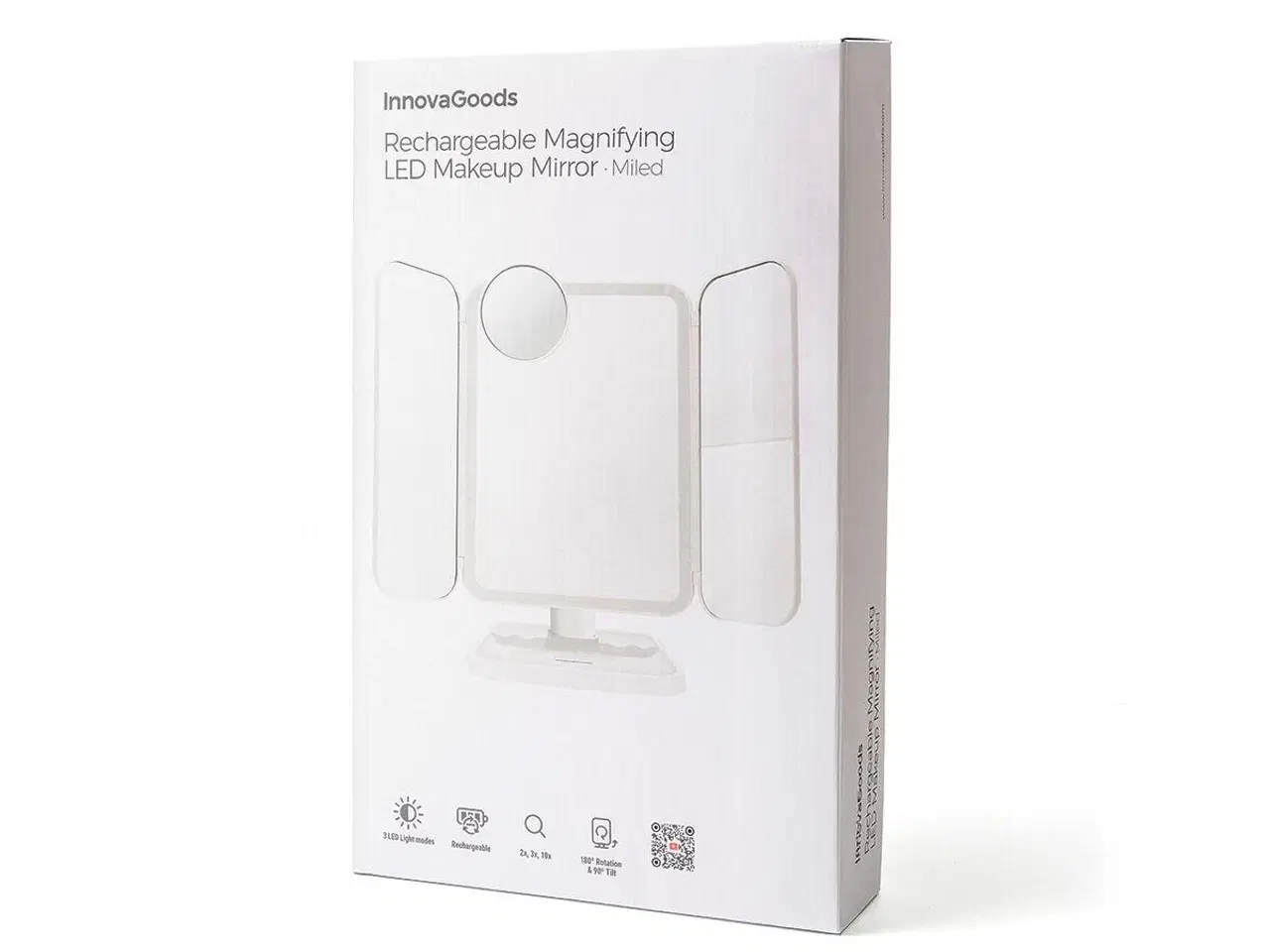 Billede 2 - Makeupspejl med LED og forstørrelse - Miled, genopladeligt (hvid)