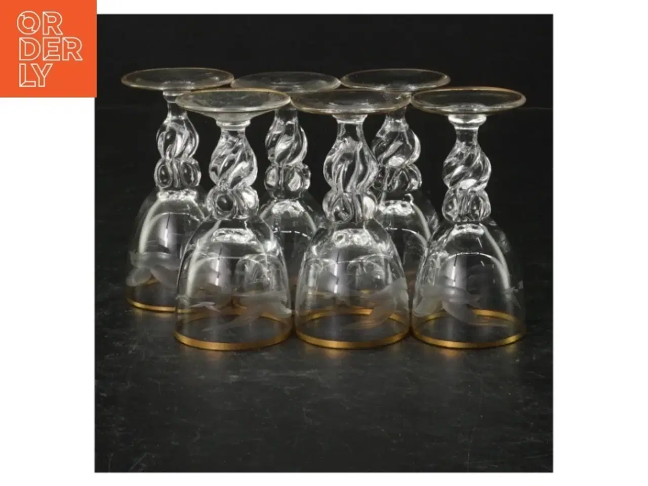 Billede 1 - Sæt af seks krystal champagneglas (str. Ø. 5 cm. længde, 9 cm)