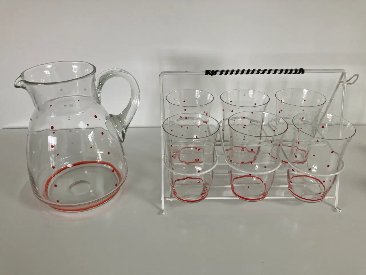 Billede 1 - Retro glaskande med 6 glas i holder