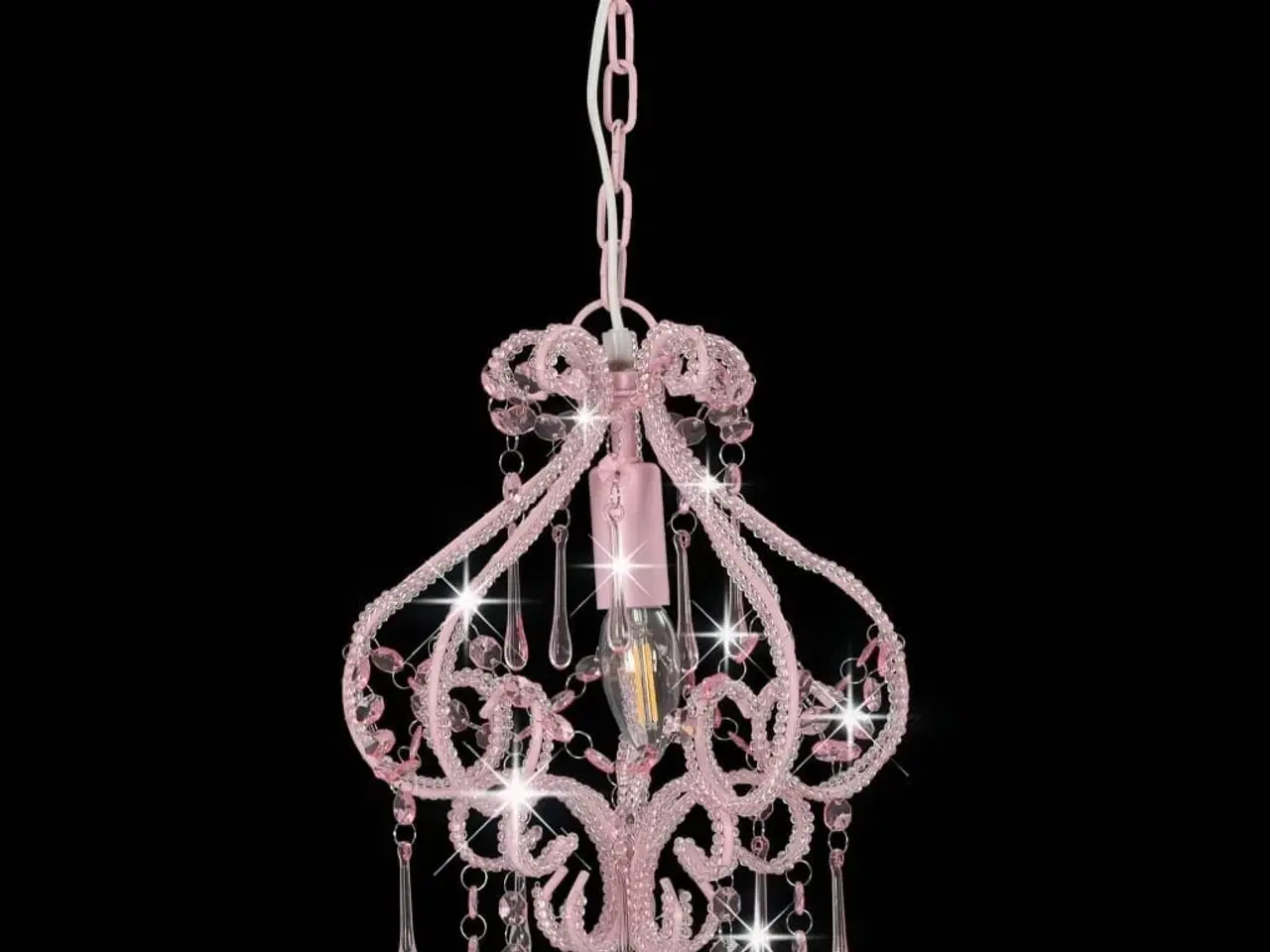 Billede 3 - Loftlampe med perler rund E14 pink