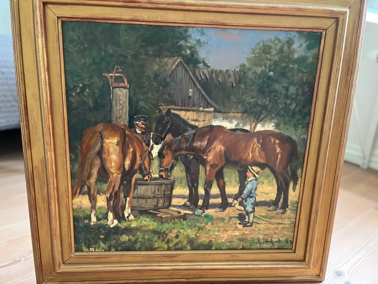 Billede 1 - Gunnar Bundgaard maleri af heste