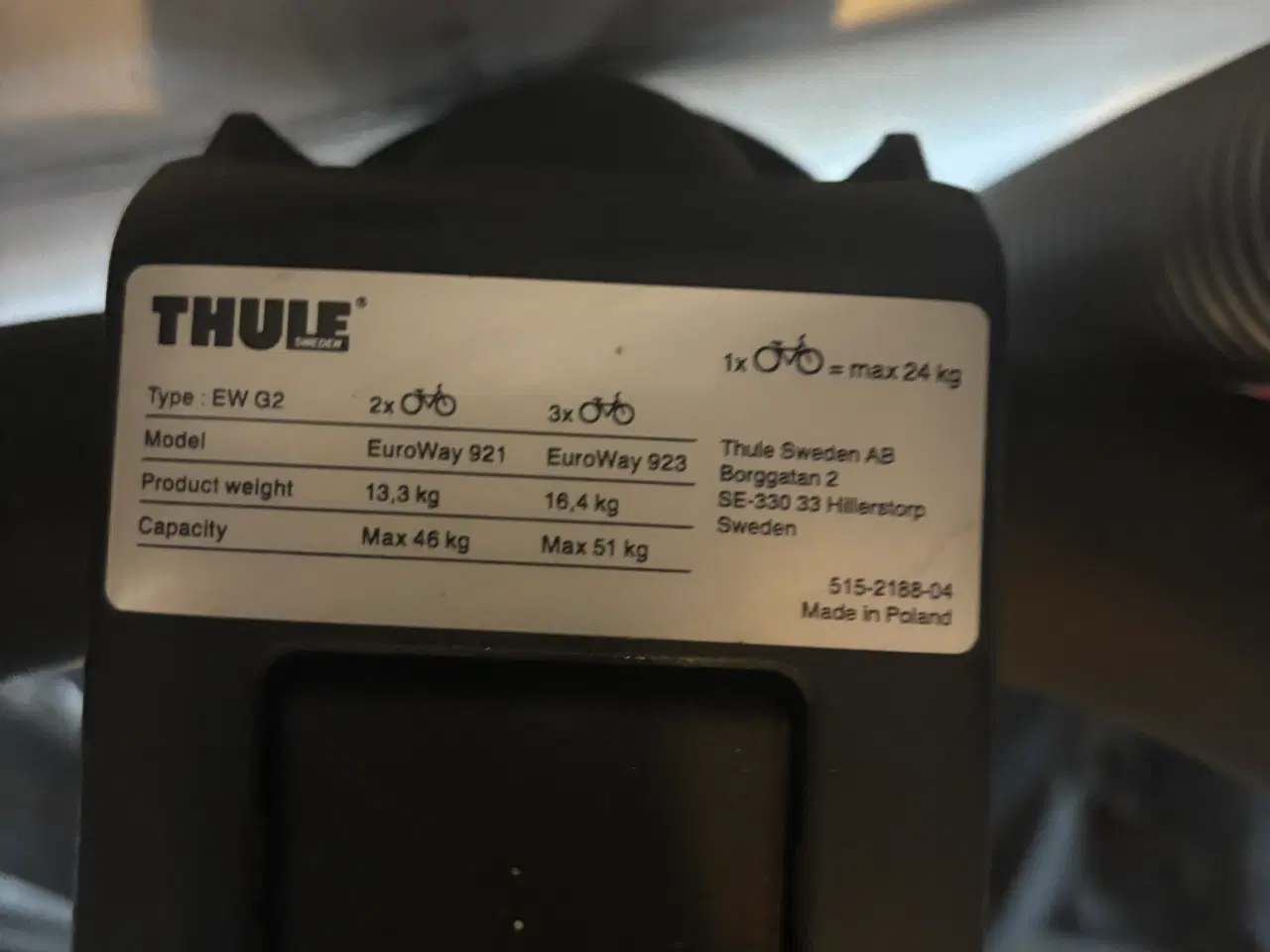Billede 2 - Thule Cykelholder til 2 cykler model  EW G2
