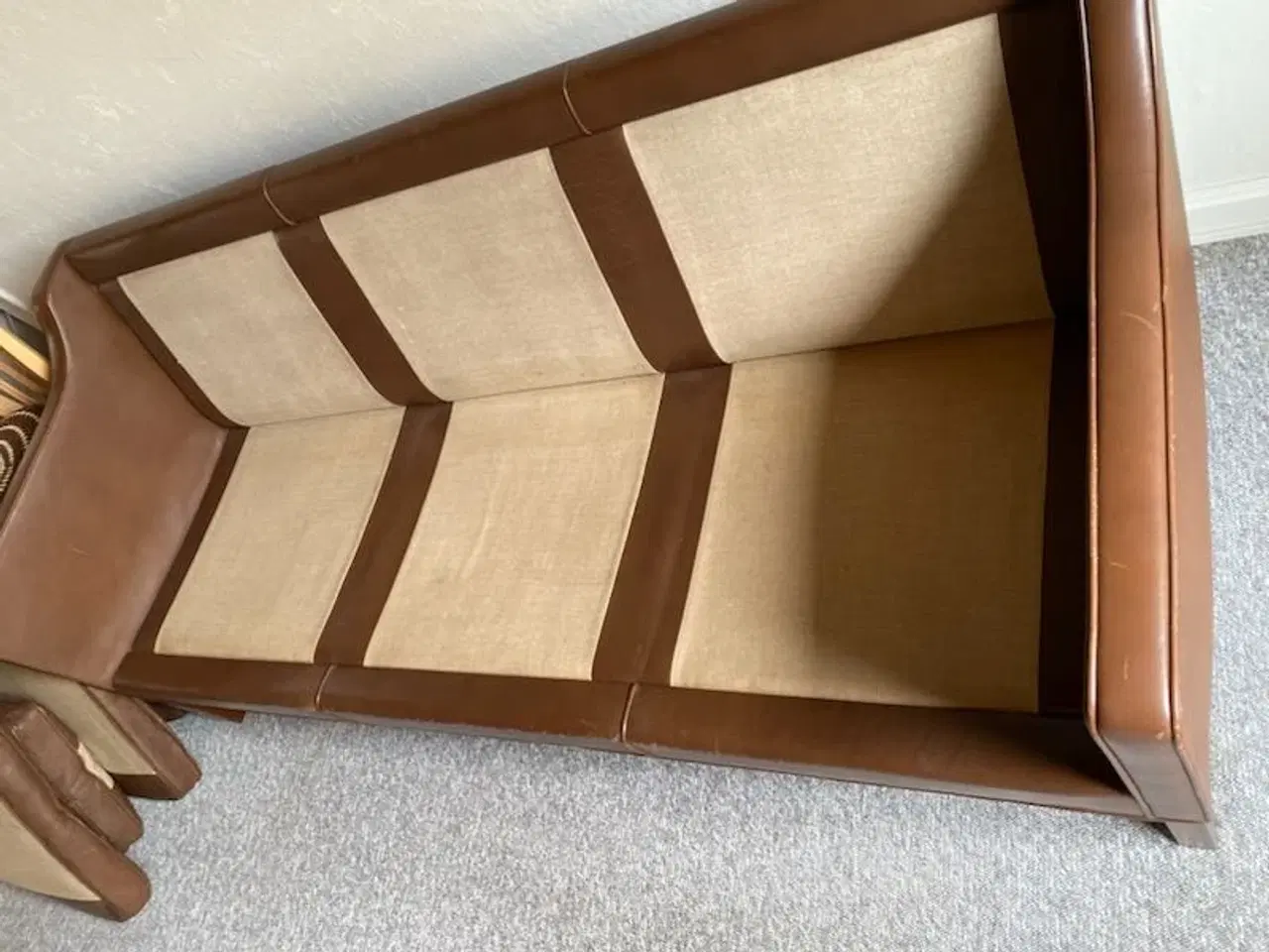 Billede 2 - 3 pers. Børge Mogensen sofa (2423) i brunt læder