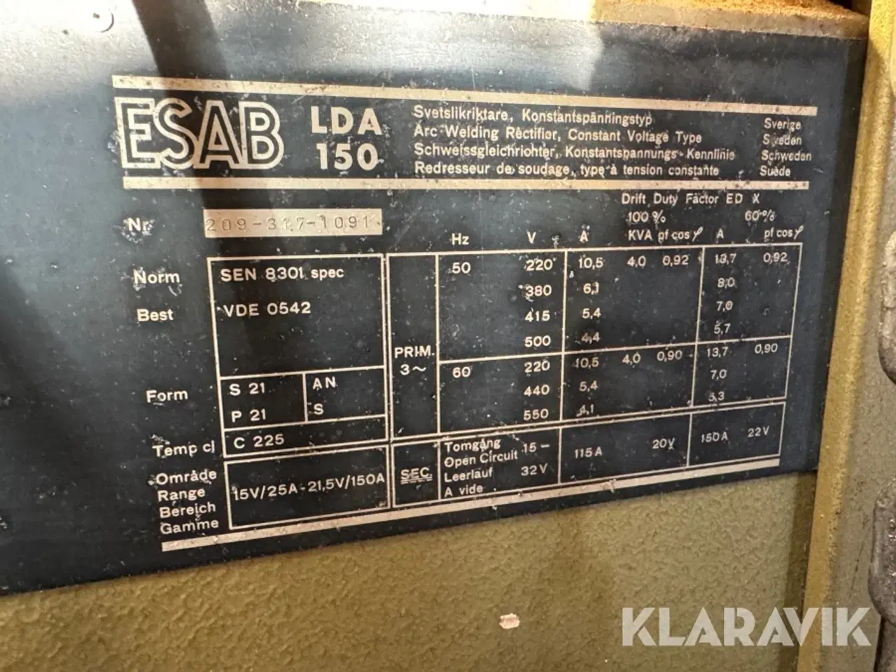 Billede 6 - Svejsemaskine ESAB A 10-LDA 150