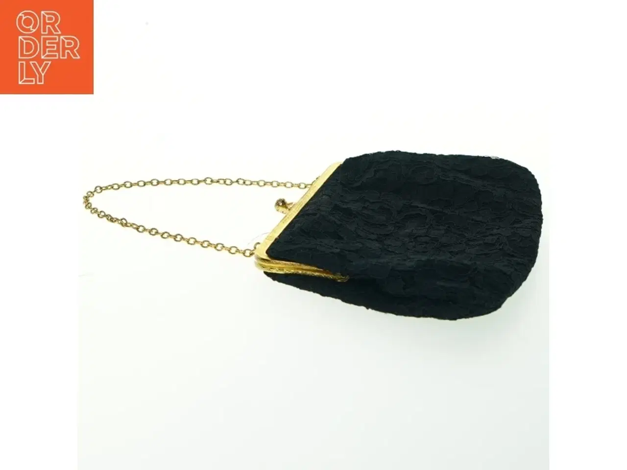 Billede 2 - Sort aftenclutch med gylden kæde (str. 25x16,5 cm)