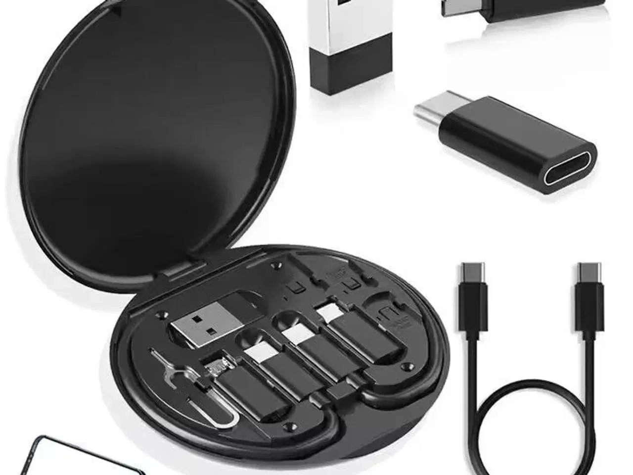 Billede 7 - 2 stk. Mobiltilbehørs-opladningssæt 6-i-1 – 60W – USB-C/Micro/USB