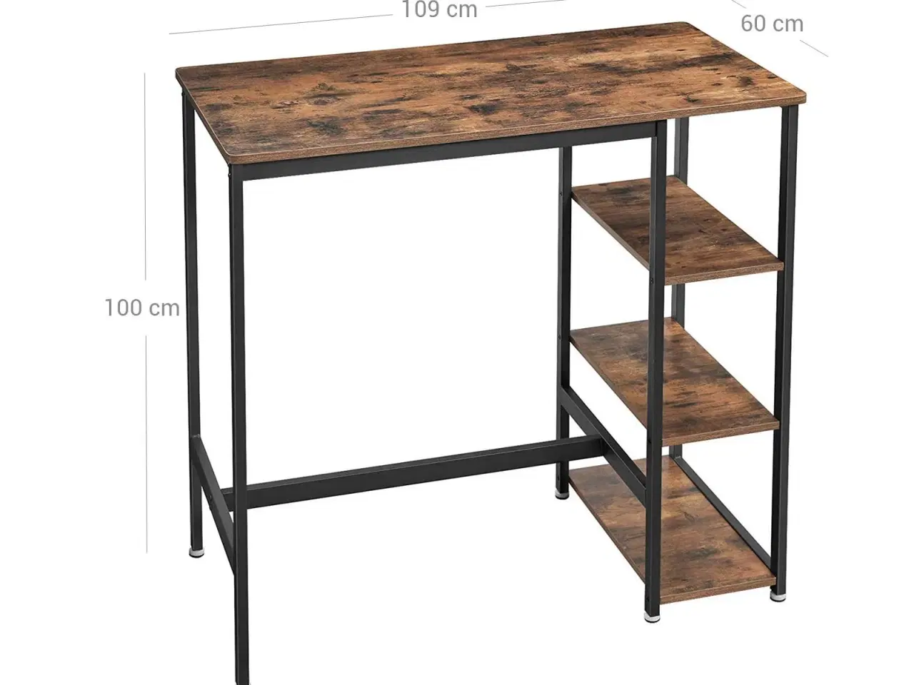 Billede 6 - Barbord med hylder industrielt, rustik brun, 109 × 60 × 100 cm