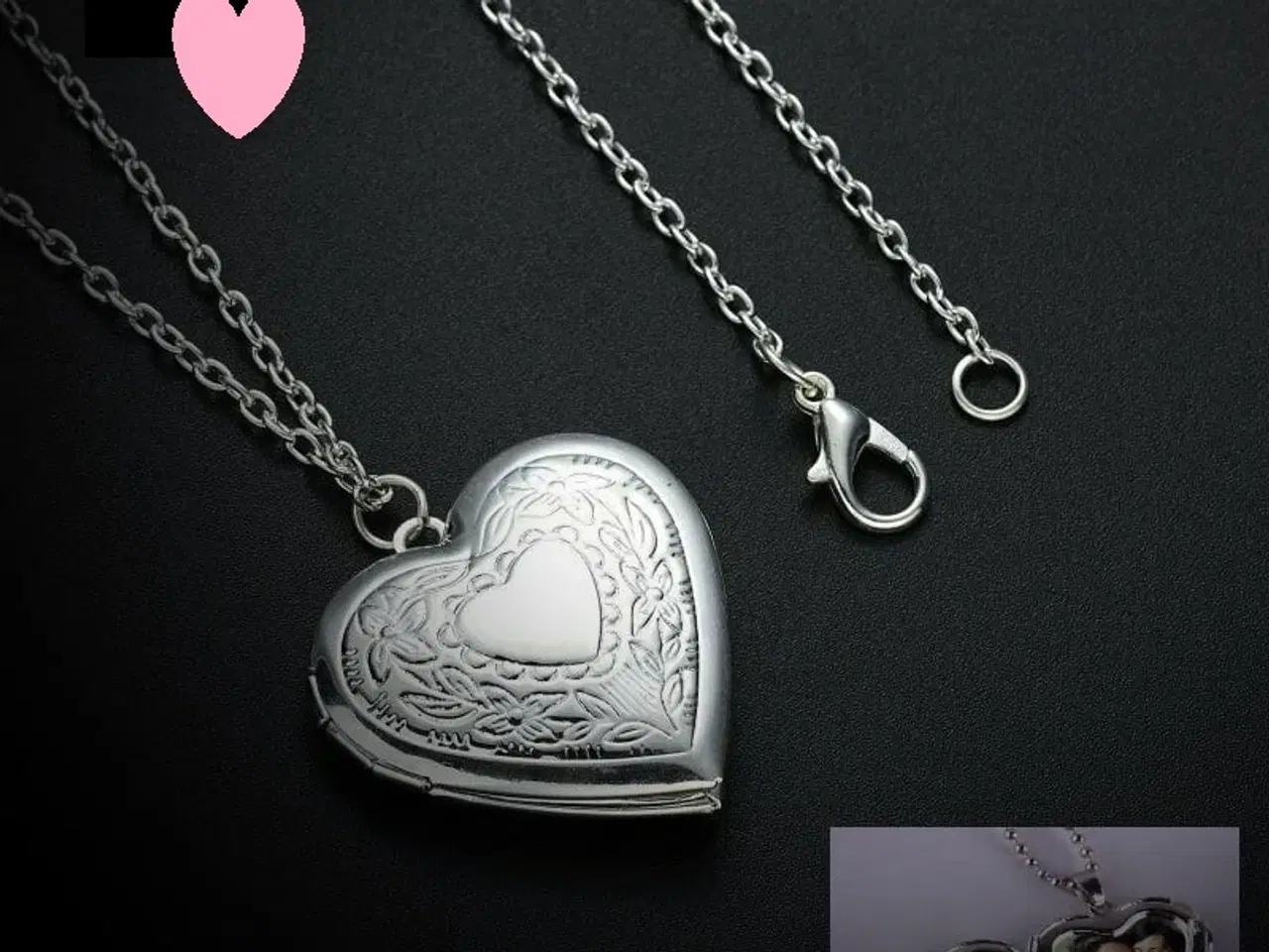 Billede 1 - * Smuk halskæde med hjerte som kan åbnes ♥ - i Tib