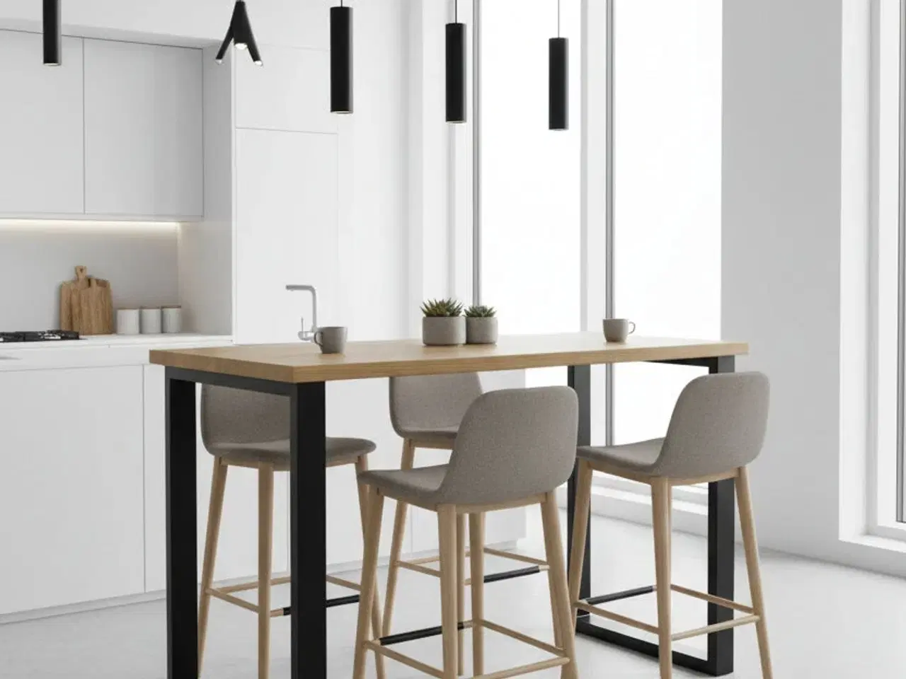 Billede 2 - Højbord – Natur/Sort Stel