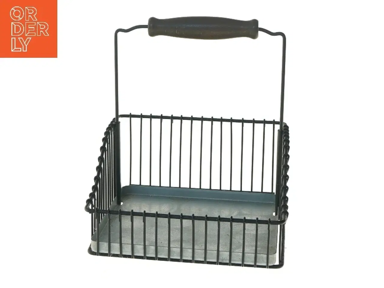 Billede 1 - Metaltråds kurv med træhåndtag (str. 19x20x22,5 cm)