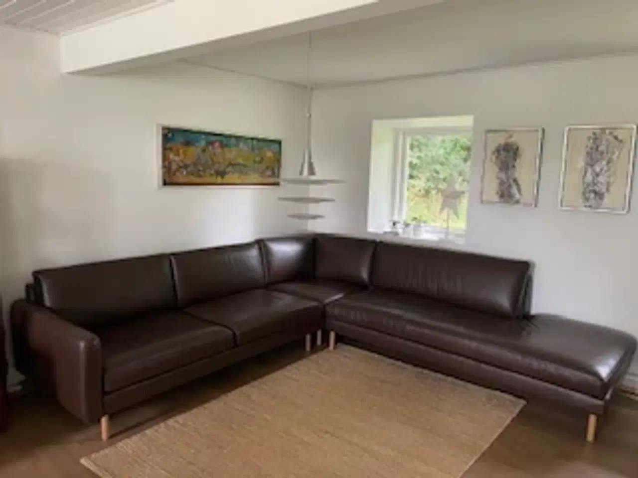 Billede 1 - Læder hjørnesofa med open end -