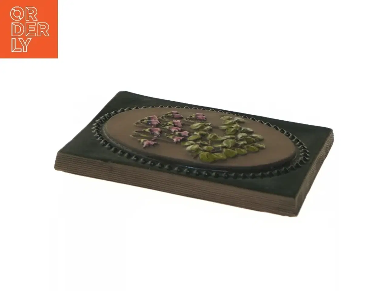 Billede 3 - Keramisk plaket med blomster fra JIE (str. 17,5x13,5 cm)