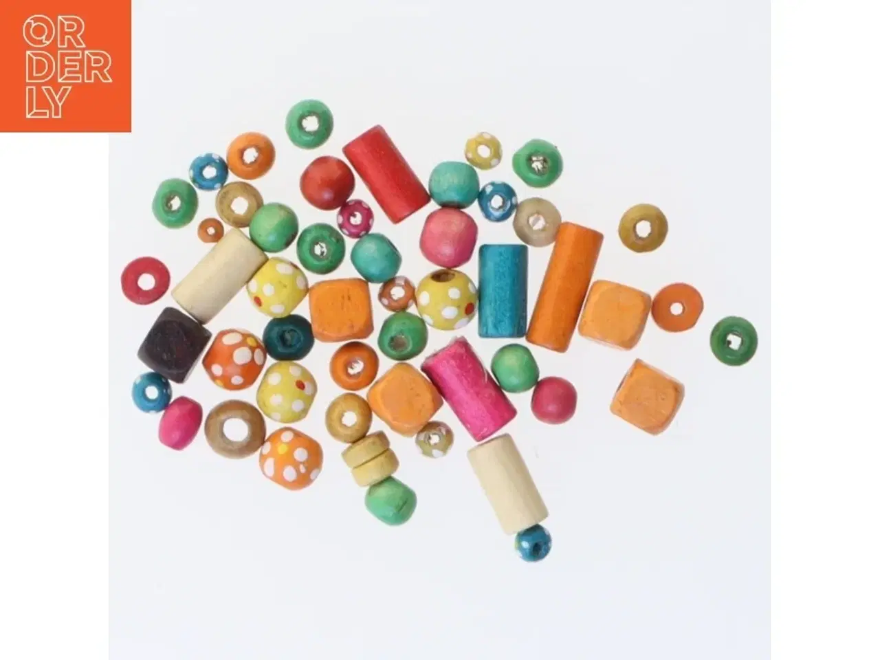 Billede 1 - Træperler i forskellige farver (str. 12x4 cm)