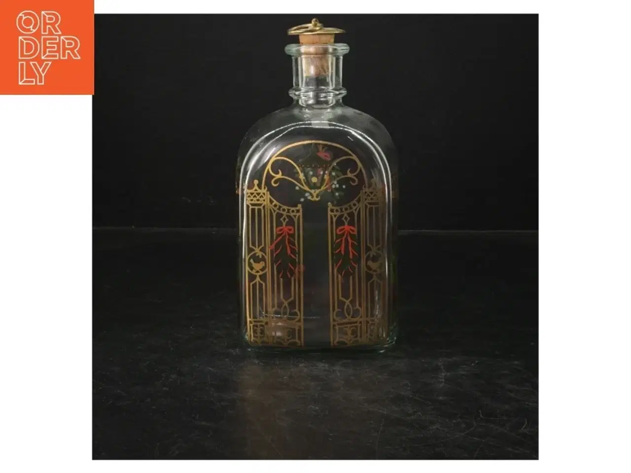 Billede 1 - Dekorativ glasflaske med korkprop fra Holmegaard (str. 19 cm)